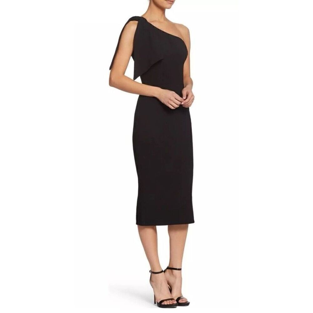 Dress The Population Tiffany One Shoulder Midi Dress Black. Size Small. 14